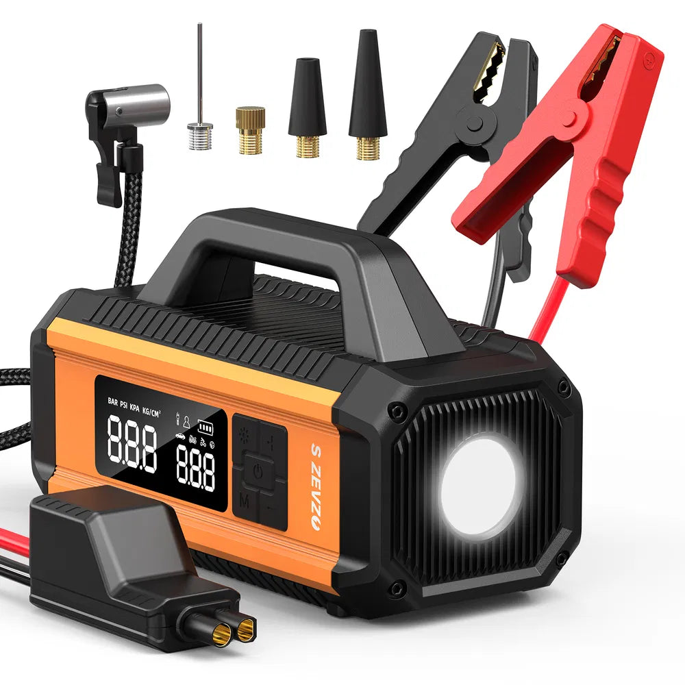 2 in 1 Car Jump Starter with Air Compressor Portable Battery Booster Power Bank