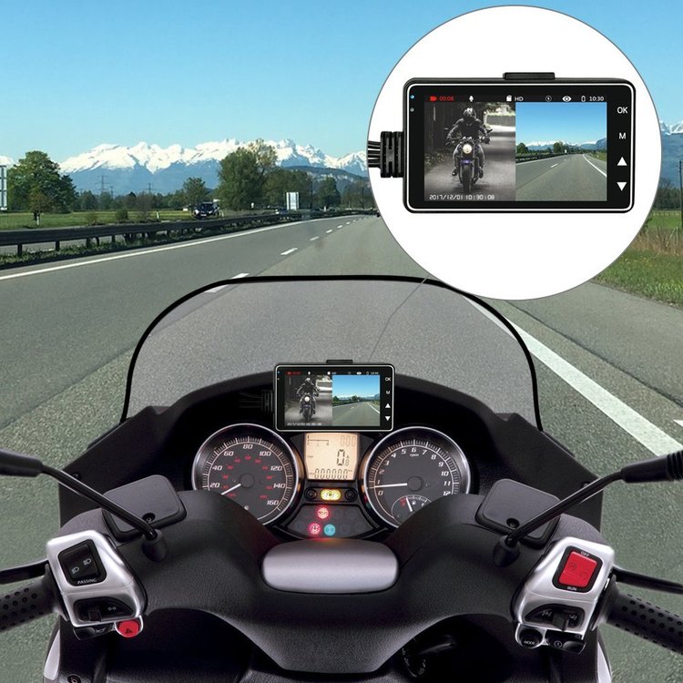 Motorcycle Dash Cam Dual Camera Waterproof Front & Rear 170° Wide Angle