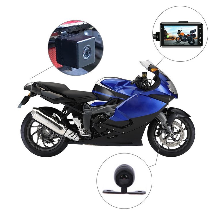 Motorcycle Dash Cam Dual Camera Waterproof Front & Rear 170° Wide Angle