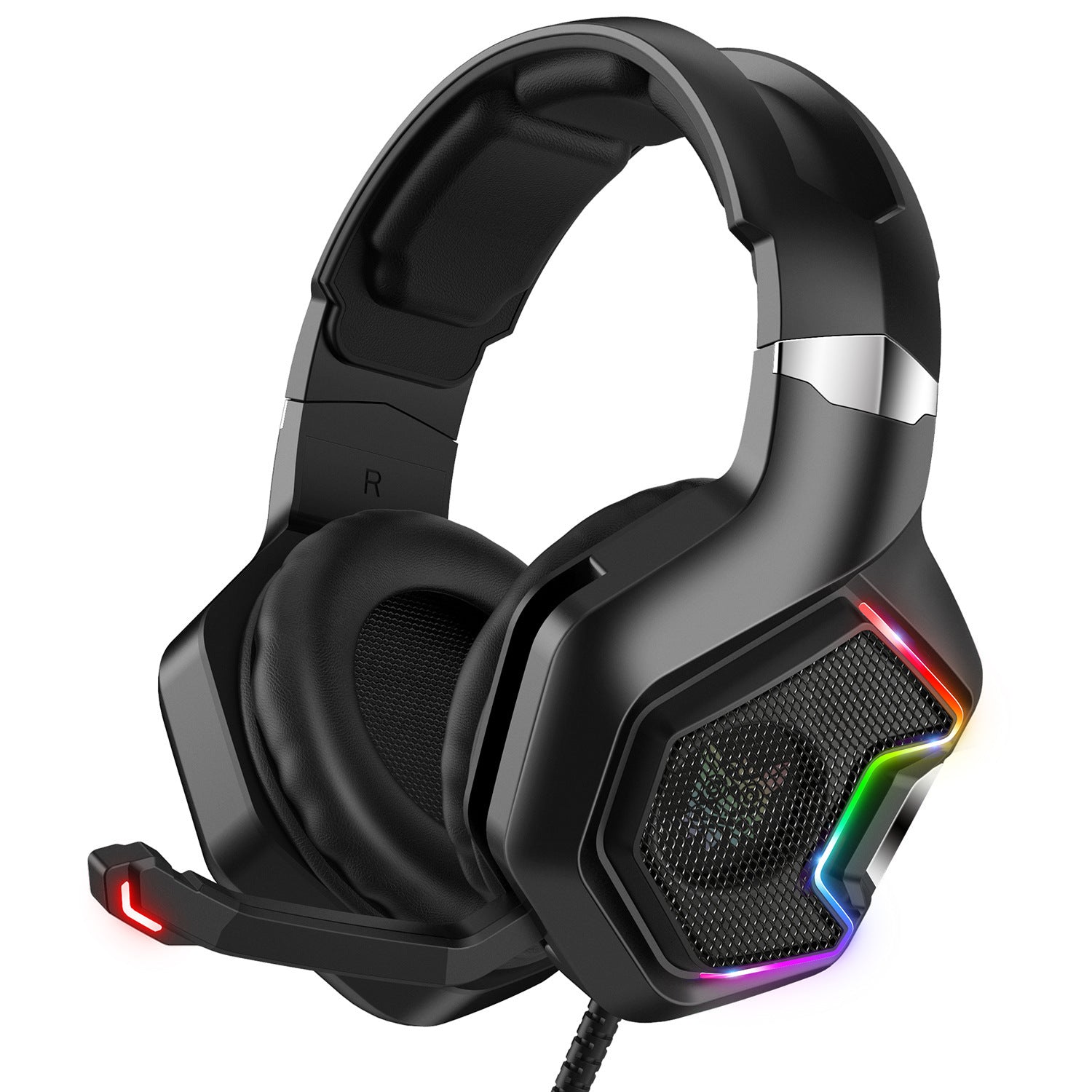 K10 PRO Gaming Headset with Microphone – Wired Over-Ear Headphones with RGB Lighting & Deep Bass