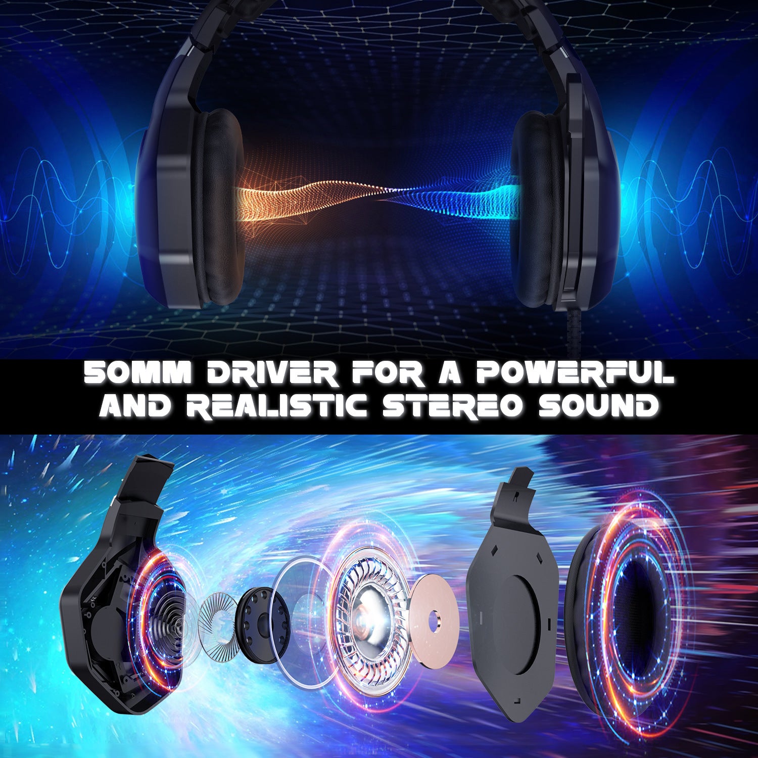 K10 PRO Gaming Headset with Microphone – Wired Over-Ear Headphones with RGB Lighting & Deep Bass