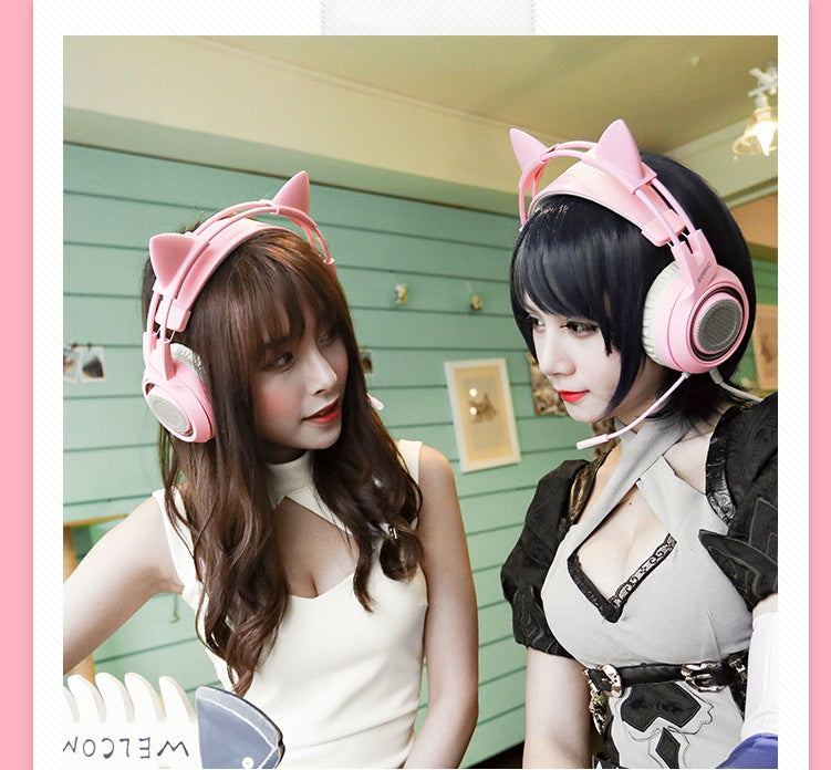 G951 RGB Cat Ear Gaming Headset – LED Over-Ear Headphones with Microphone (Cute Gaming Style)