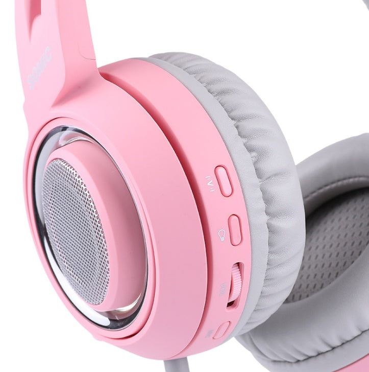 G951 RGB Cat Ear Gaming Headset – LED Over-Ear Headphones with Microphone (Cute Gaming Style)