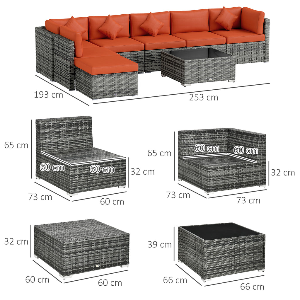 Outdoor Sofa Set - Orange/Grey