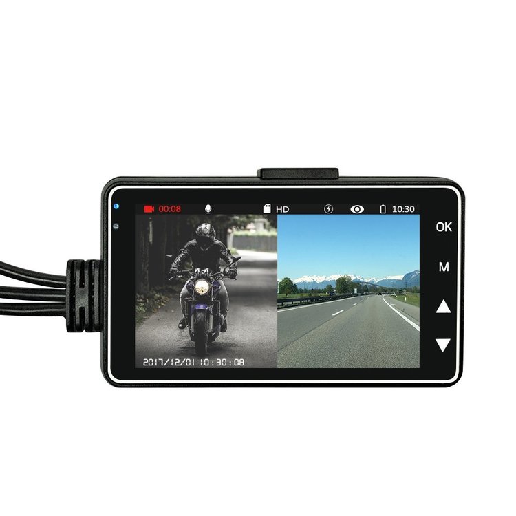 Motorcycle Dash Cam Dual Camera Waterproof Front & Rear 170° Wide Angle