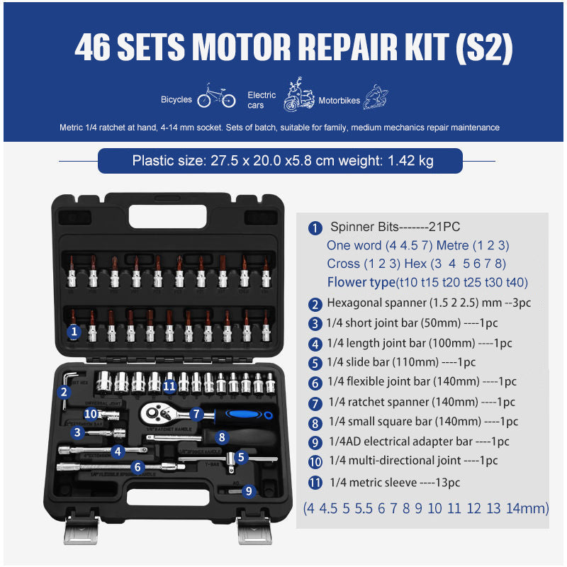 Professional Socket Ratchet Wrench Set Heavy Duty Tool Kit with Case