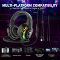 Wired Gaming Headset With Rainbow RGB Backlight Retractable Stereo Sound For PS4