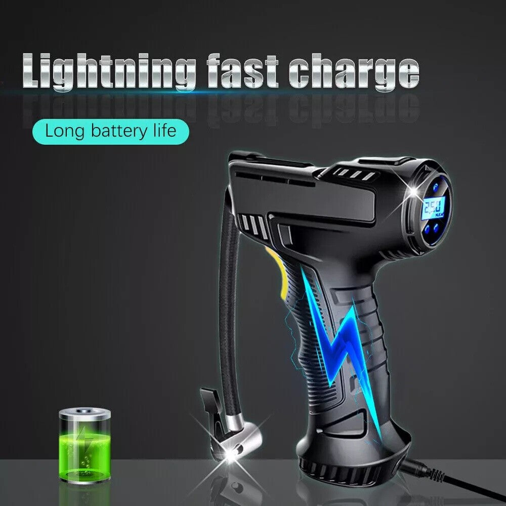 Digital Tyre Inflator Air Compressor, 12V Rechargeable Battery