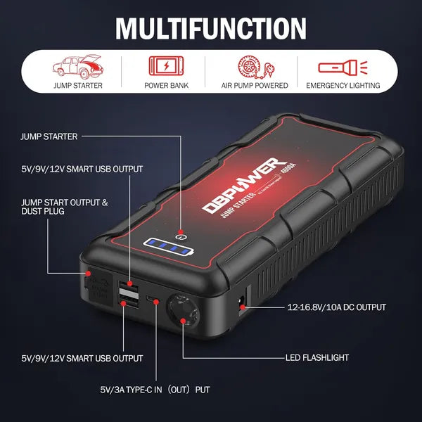 4000A Car Jump Starter Portable Battery Booster Power Bank for Petrol & Diesel