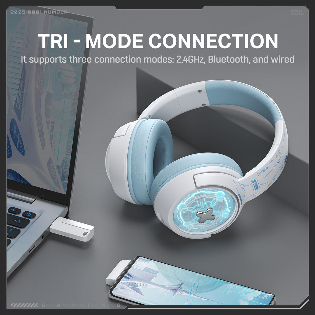 Gaming Headset  ONIKUMA GT802 Triple Mode Low Latency RGB Light Wireless Headphone with USB Receiver