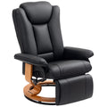 Black Faux Leather Recliner Chair with Footrest – Swivel Lounge Armchair