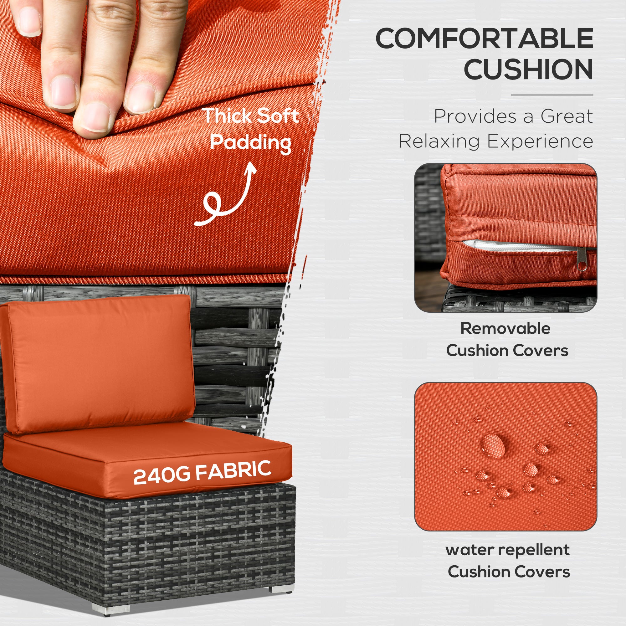 Outdoor Sofa Set - Orange/Grey