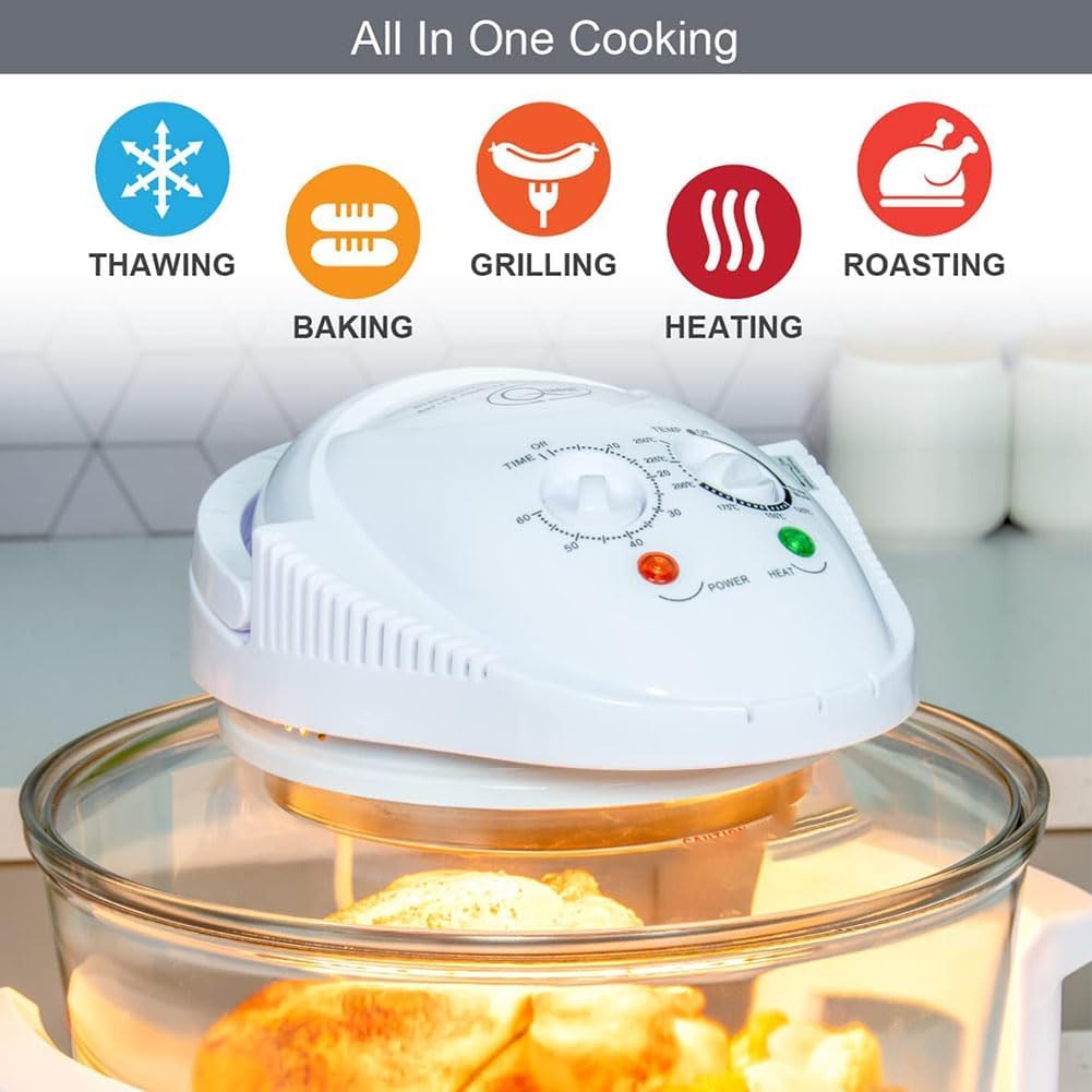 Halogen Oven, 17L Air Fryer Oven, Halogen Air Fryer with 8pcs Cooker and Lid, 360° Heating, for Roasting and Grilling, Cook Tasty Foods without Oil, Quick Healthy Meal