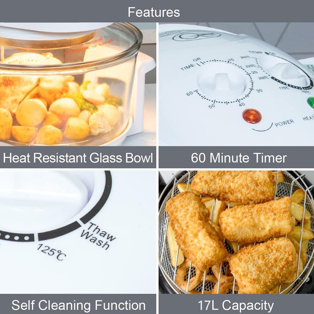 Halogen Oven, 17L Air Fryer Oven, Halogen Air Fryer with 8pcs Cooker and Lid, 360° Heating, for Roasting and Grilling, Cook Tasty Foods without Oil, Quick Healthy Meal