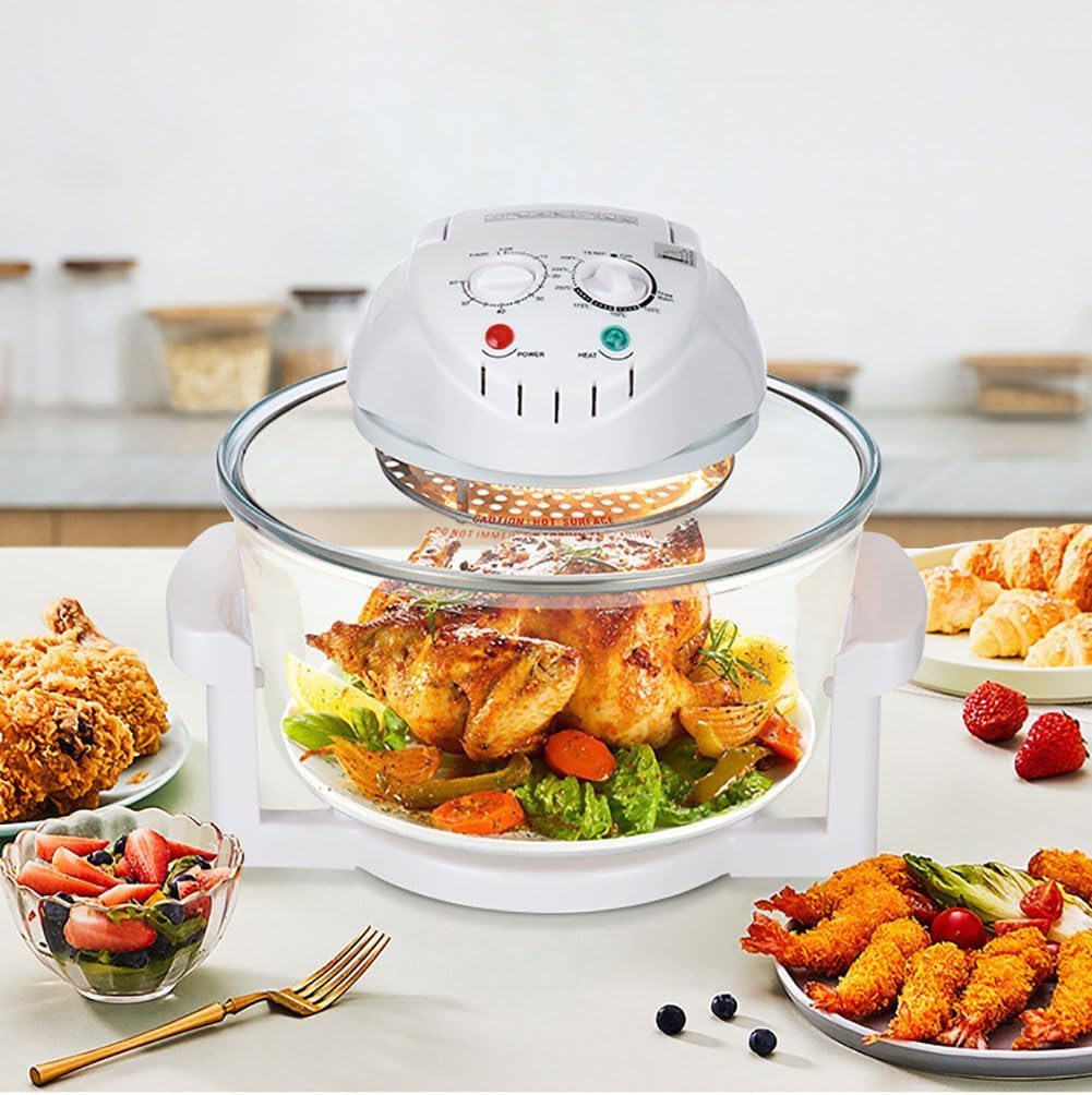 Halogen Oven, 17L Air Fryer Oven, Halogen Air Fryer with 8pcs Cooker and Lid, 360° Heating, for Roasting and Grilling, Cook Tasty Foods without Oil, Quick Healthy Meal