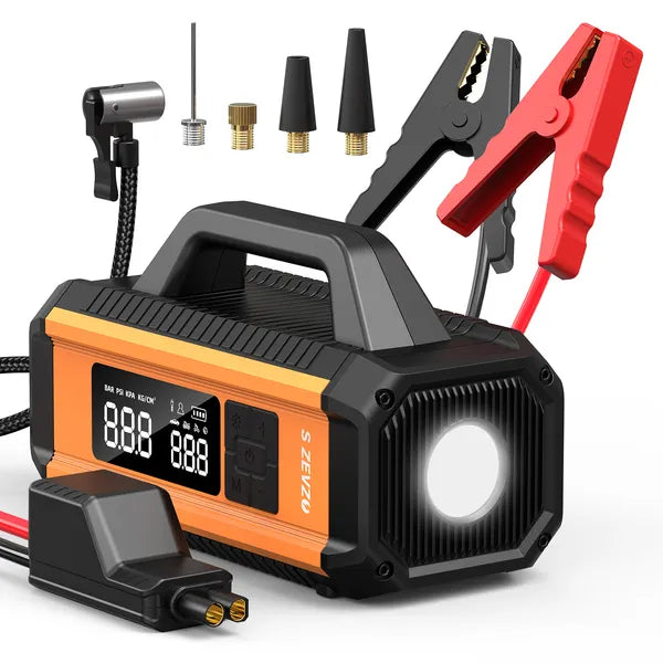 2 in 1 Car Jump Starter with Air Compressor Portable Battery Booster Power Bank