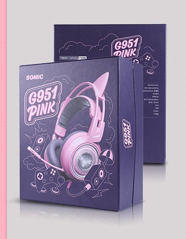 G951 RGB Cat Ear Gaming Headset – LED Over-Ear Headphones with Microphone (Cute Gaming Style)