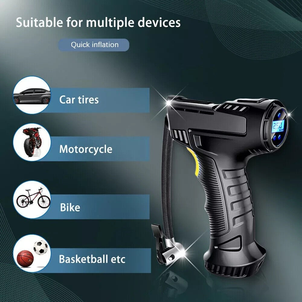 Digital Tyre Inflator Air Compressor, 12V Rechargeable Battery