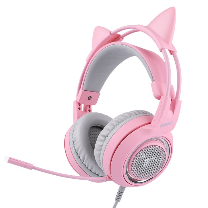 G951 RGB Cat Ear Gaming Headset – LED Over-Ear Headphones with Microphone (Cute Gaming Style)