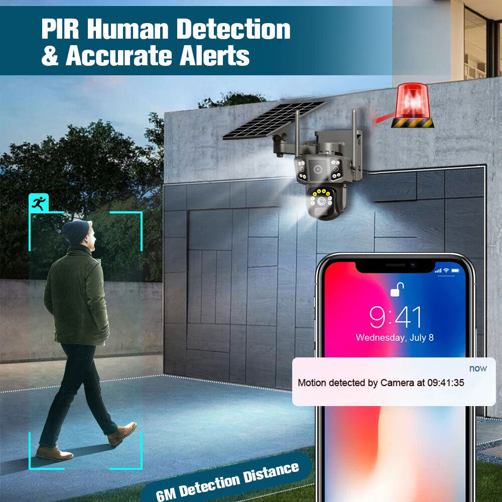 Outdoor Solar Security Camera Wireless WiFi CCTV Night Vision Waterproof