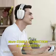 BW06 Wireless Gaming Headset, 2.4G BT Dual Modes Over Ear Headphones with Noise Canceling Mic, Lightweight Headset for Laptop Mobile
