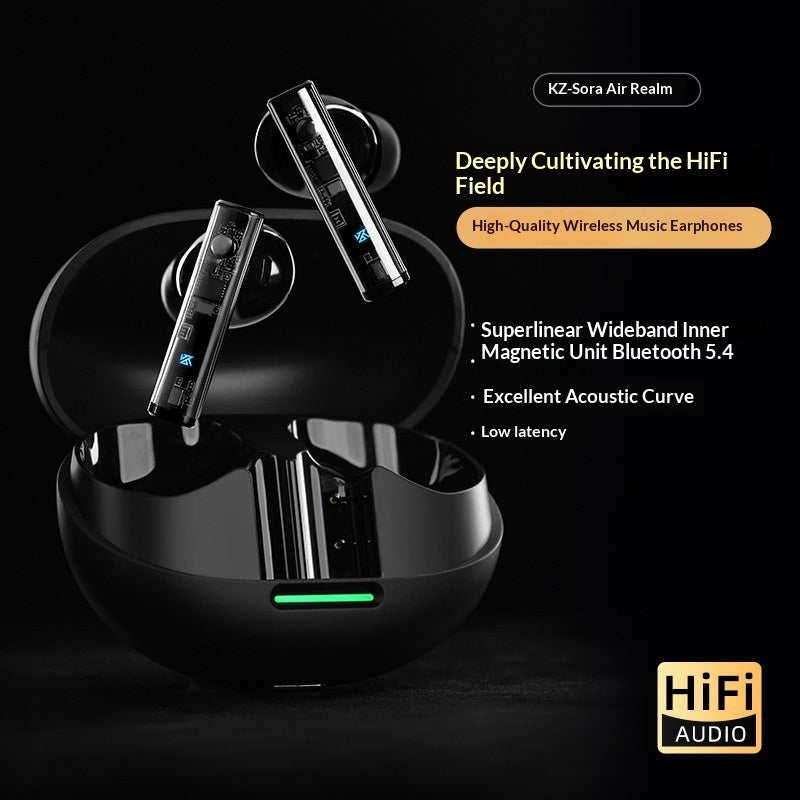 KZ Sora TWS Bluetooth 5.4 HiFi Earbuds 25H Playtime Low Latency Gaming Black