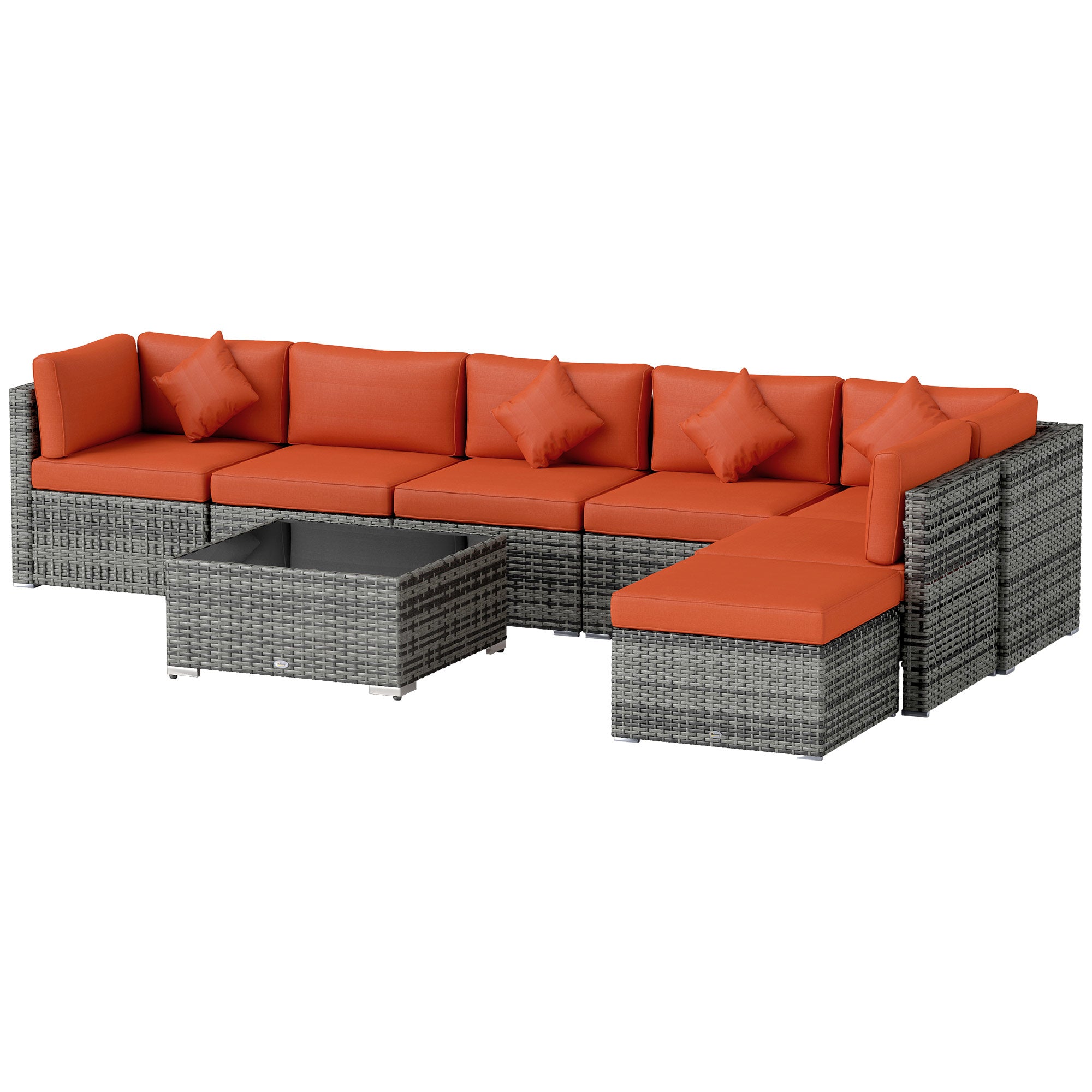 Outdoor Sofa Set - Orange/Grey