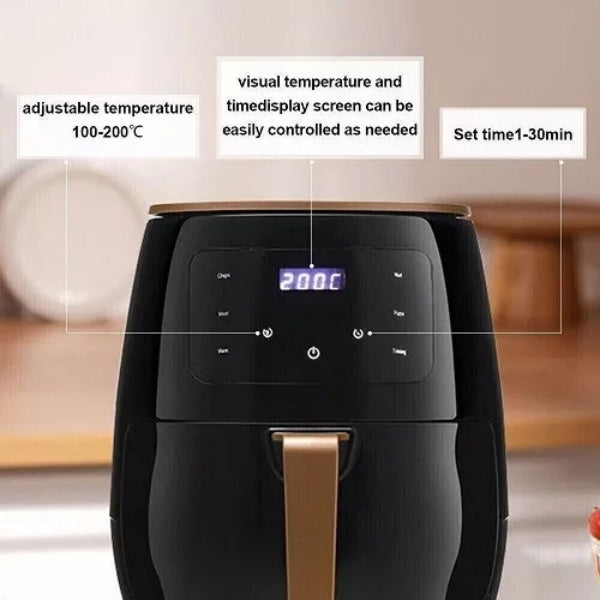 6L Digital Air Fryer – Black Oil-Free Cooker with Touch Screen & Timer