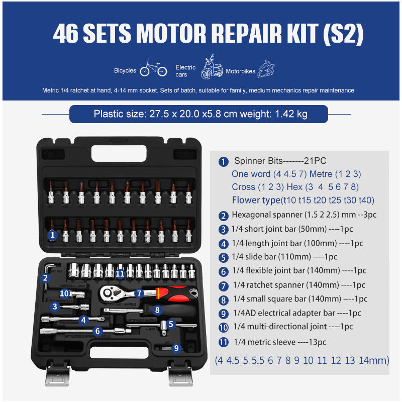 Professional Socket Ratchet Wrench Set Heavy Duty Tool Kit with Case
