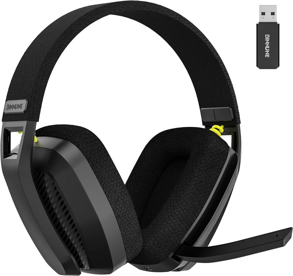 BW06 Wireless Gaming Headset, 2.4G BT Dual Modes Over Ear Headphones with Noise Canceling Mic, Lightweight Headset for Laptop Mobile