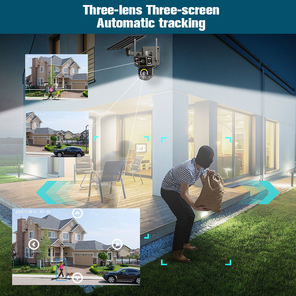 Outdoor Solar Security Camera Wireless WiFi CCTV Night Vision Waterproof