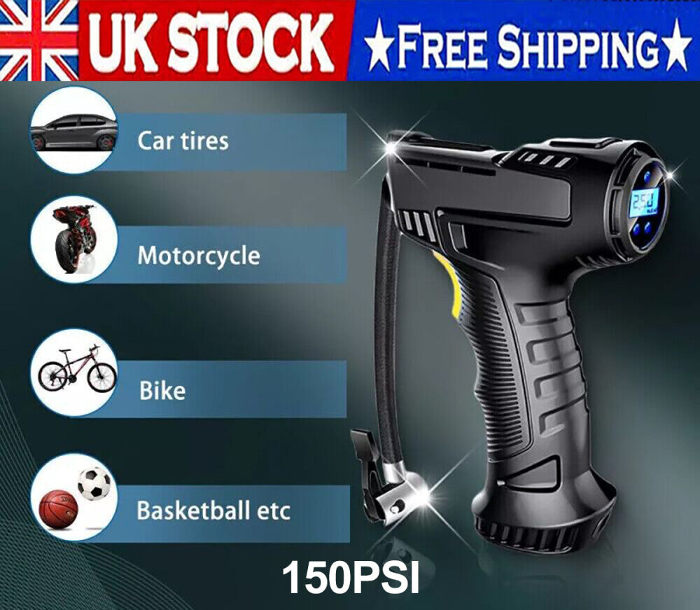 Digital Tyre Inflator Air Compressor, 12V Rechargeable Battery