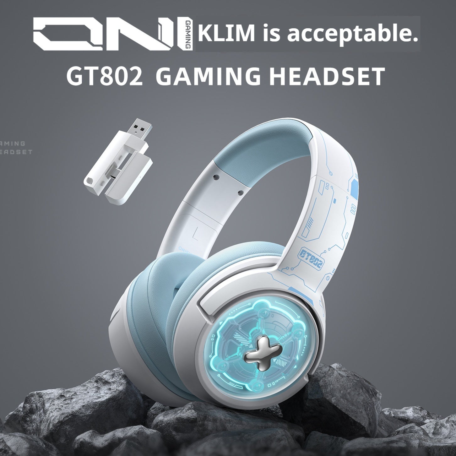 Gaming Headset  ONIKUMA GT802 Triple Mode Low Latency RGB Light Wireless Headphone with USB Receiver