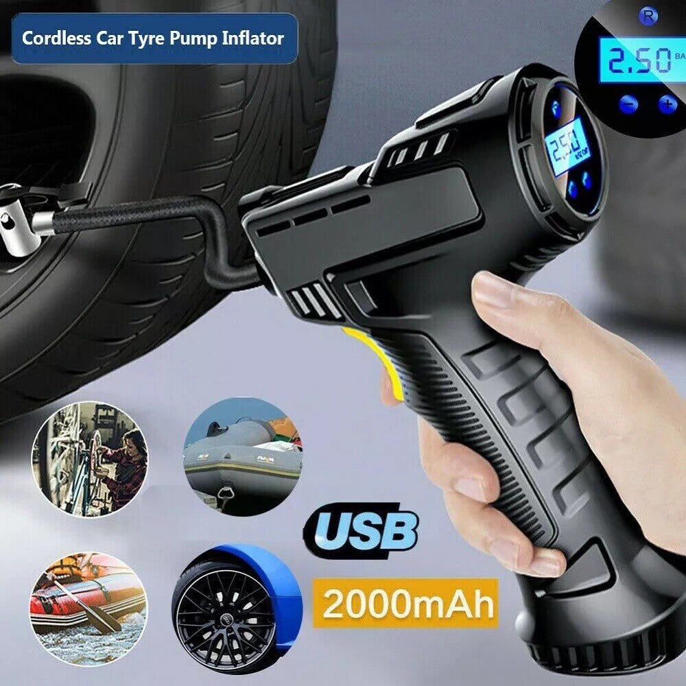 Digital Tyre Inflator Air Compressor, 12V Rechargeable Battery